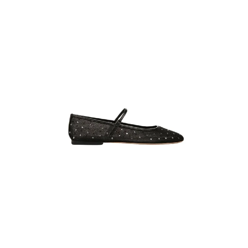 Waterproof Women's Loafers in Black for Rainy DaysEllie Mesh Crystal Black Diamond Flat