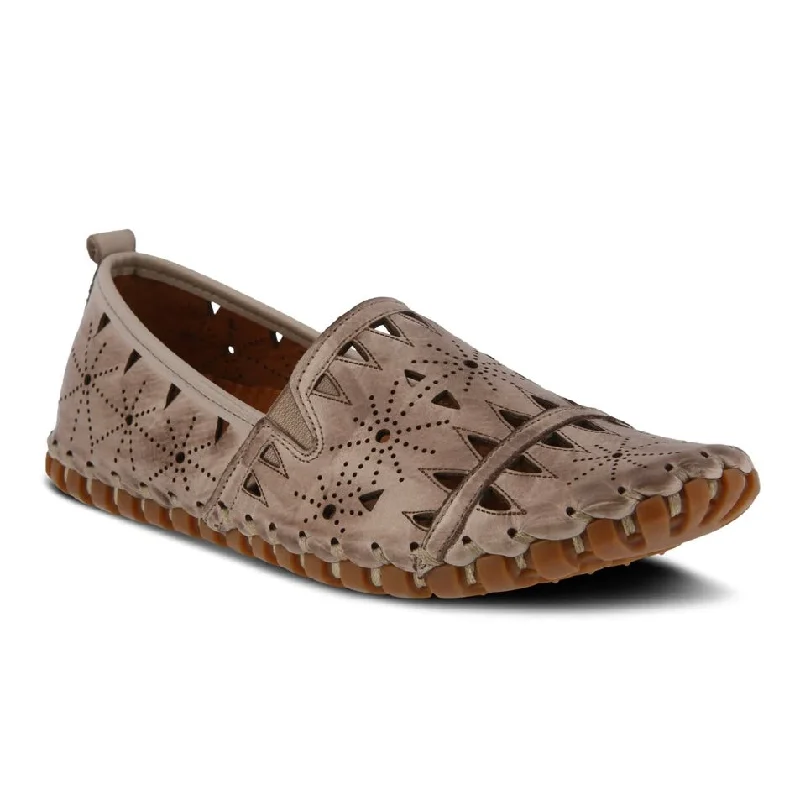 Women's Embroidered Floral Pattern Loafers in Beige for a Spring - Inspired OutfitFusaro - Grey