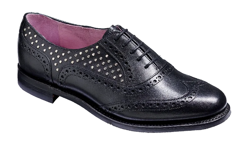 Waterproof Women's Oxfords in Black for Rainy DaysFreya - Black Calf / Studs