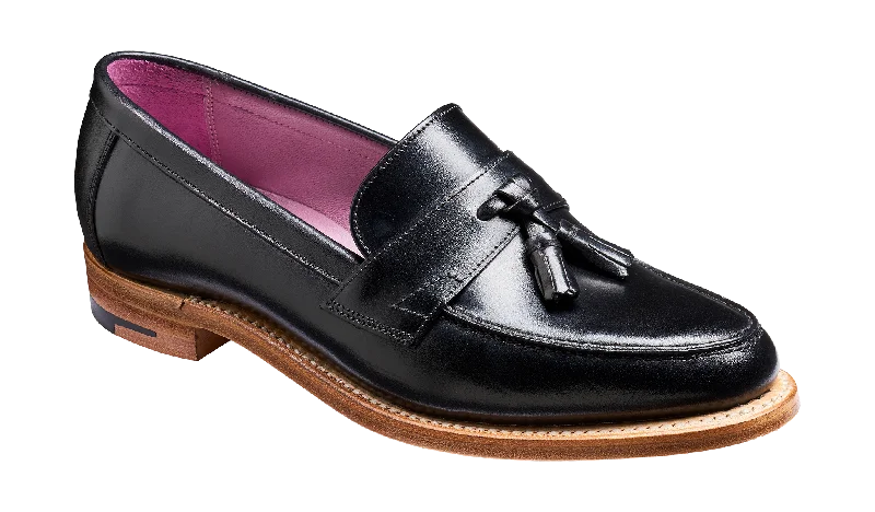 Women's Cashmere - Lined Loafers in Burgundy for Warmth in WinterImogen - Black Calf