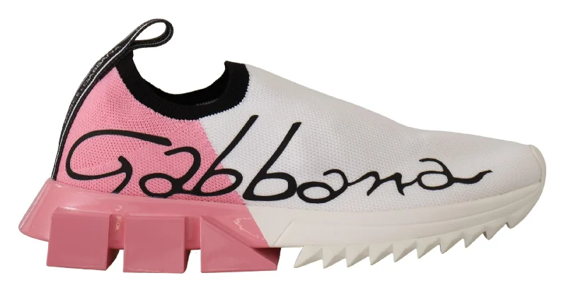 High - Top Women's Leather Sneakers in Black for a Stylish and Durable OptionDolce & Gabbana Elegant Sorrento Slip-On Sneakers in  & Women's pink