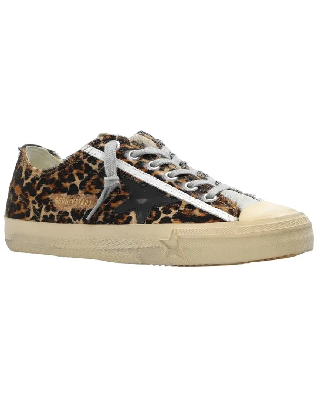 High - Top Women's Leather Sneakers in Black for a Stylish and Durable OptionGolden Goose V-Star Haircalf Sneaker