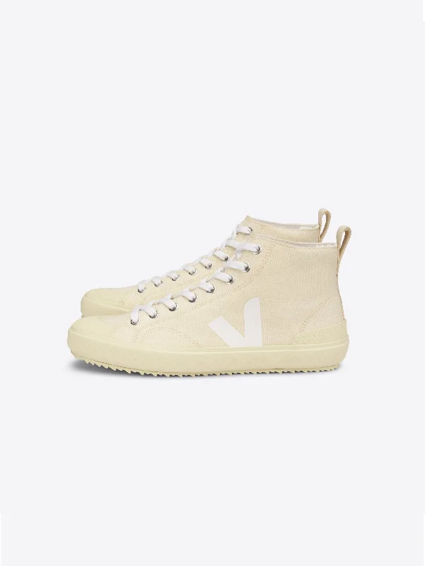 Women's Sneakers with Hidden Wedges for a Subtle Height Boost and Added StyleSneakers Alte da Donna in Cotone Organico Burro