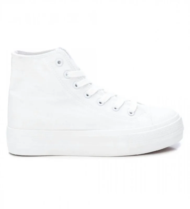 Lace - Up Women's Athletic Sneakers with Shock - Absorbing Midsoles for Intense WorkoutsWomen's Canvas High-Top Sneakers In White