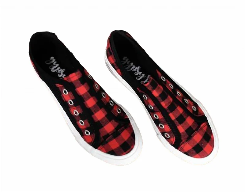 Breathable Mesh Women's Running Sneakers with Reflective Trim for Nighttime JoggingWomen's Gypsy Jazz Mesh It Fashion Sneakers In Buffalo Plaid