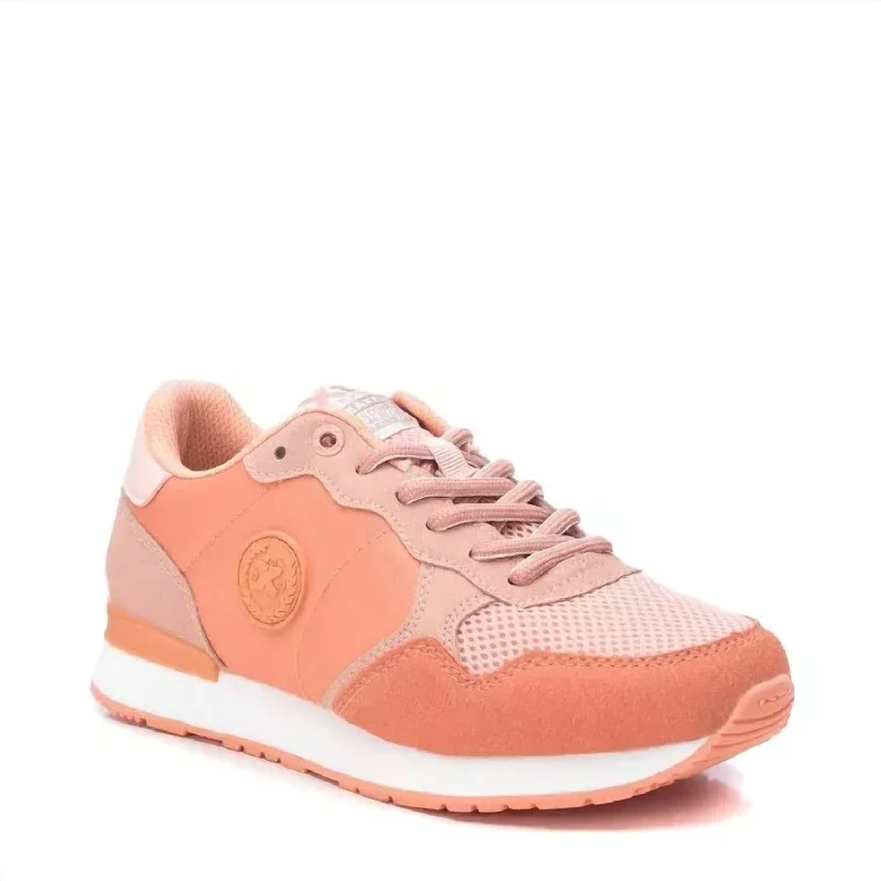 Sparkly Rhinestone - Embellished Women's Sneakers for a Glamorous and Eye - Catching LookWomen's Lace-Up Sneakers In Light/pastel Orange