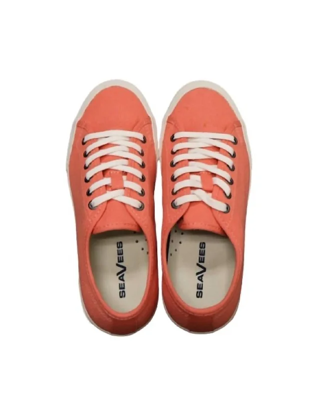 Women's Sneakers with Heel - Stabilizing Technology for Better Balance During RunningWomen's Monterey Sneaker Standard In Coral Cotton Canvas