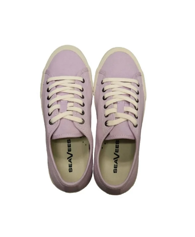 Women's Sneakers with Hidden Wedges for a Subtle Height Boost and Added StyleWomen's Monterey Sneaker Standard In Lilac Cotton Canvas